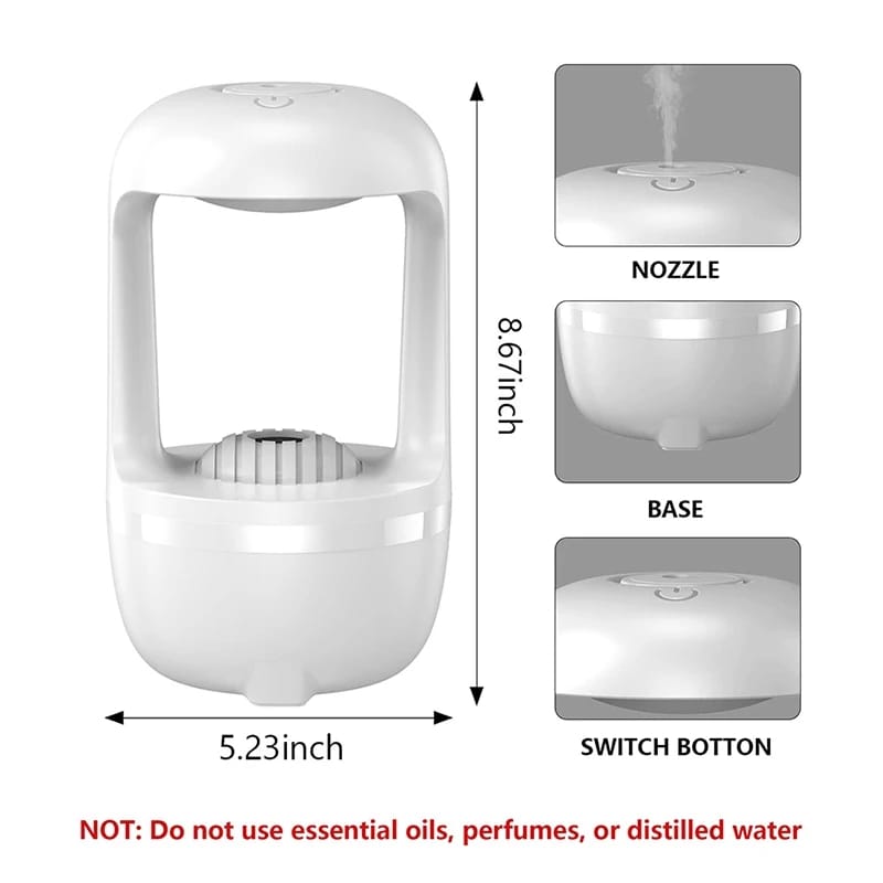 Water Droplets Air Humidifier, Cool Mist Maker, Led Display Anti-Gravity Humidifier