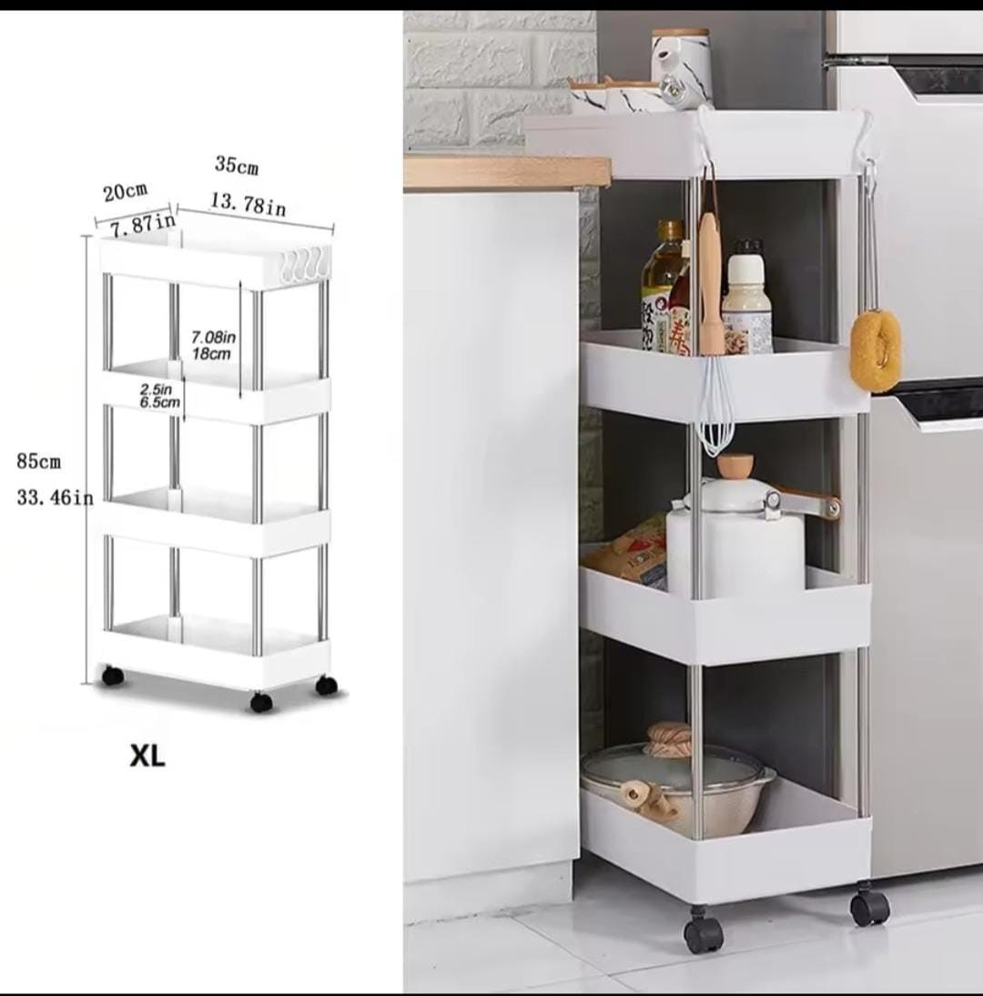 4-Tier Rolling Storage Cart (Slim & Extra-Wide) - My Store
