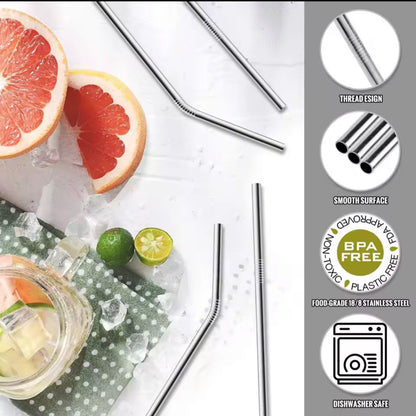 5 Pcs Stainless Steel Straw Set (Golden & Silver) - My Store