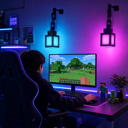 Minecraft-Style RGB Pixel Lantern Night Light