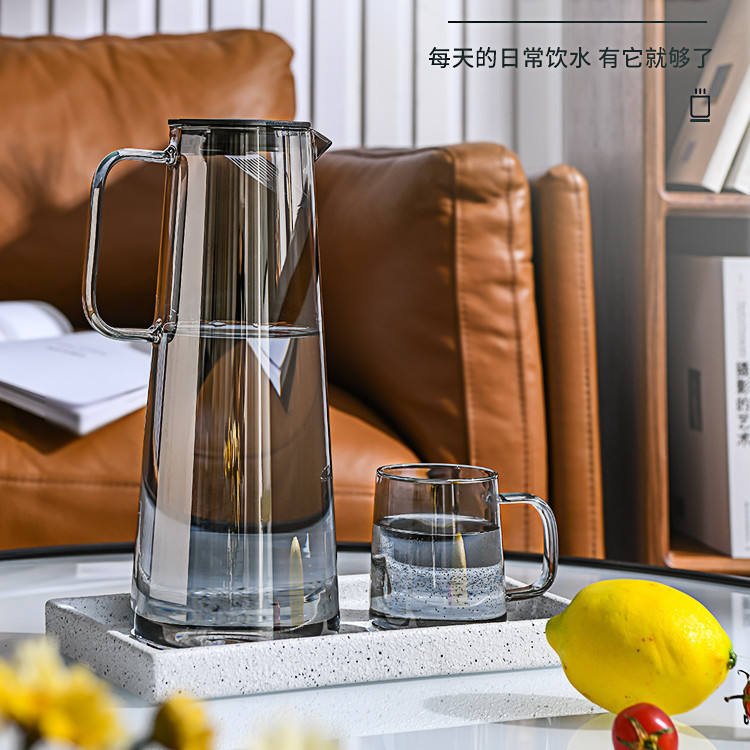 Modern 1800ml Glass Water Pitcher with Stainless Steel Filter - My Store