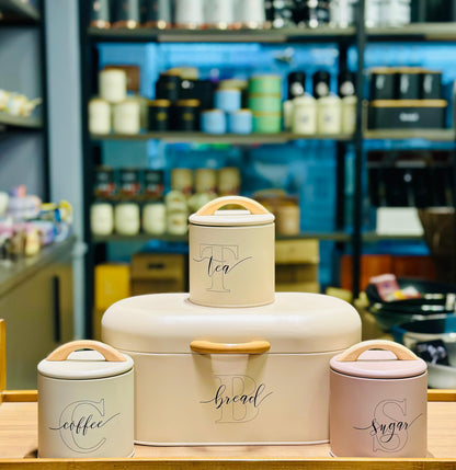 4-Piece Nordic Minimalist Kitchen Storage Set | Bread Box & Canister Trio - My Store