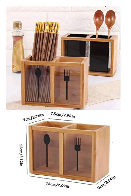 Bamboo Cutlery Holder Organizer - My Store
