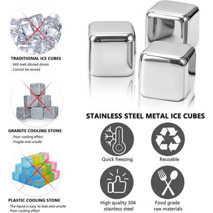 Reusable Stainless Steel Ice Cubes (Set of 8) - My Store