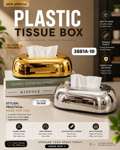 Luxury Chrome Tissue Box Cover - My Store
