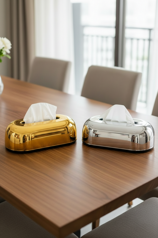 Luxury Chrome Tissue Box Cover - My Store