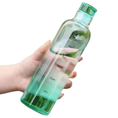 HydrateTime™ 500ml Borosilicate Glass Water Bottle with Time Marker