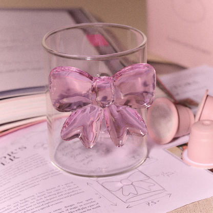 Aesthetic 3D Pink Bow Glass Cup