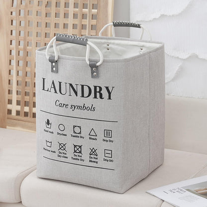 Collapsible Linen Laundry Hamper | Freestanding Clothes Storage Basket