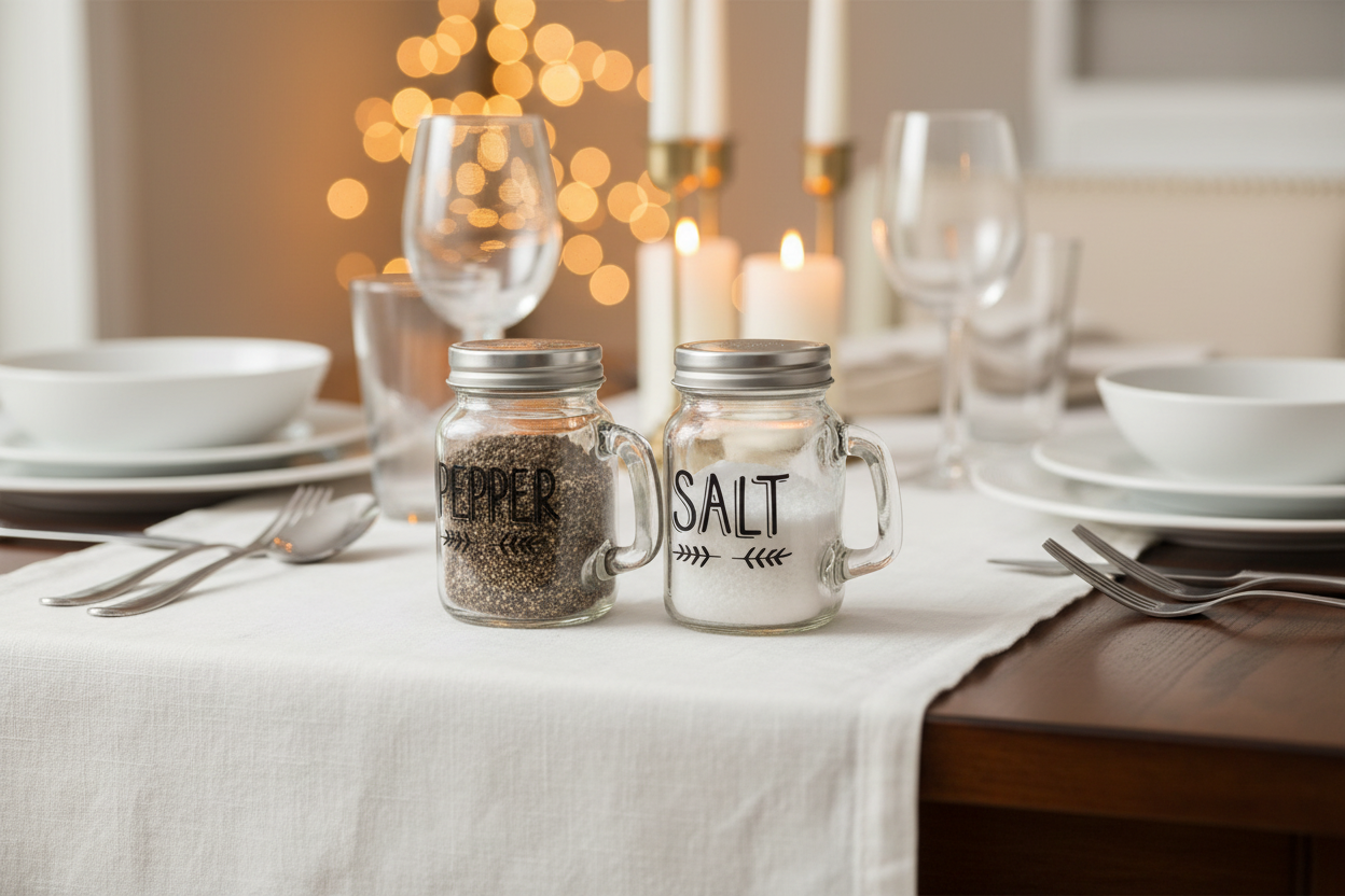 Danny Home Glass Salt & Pepper Shaker Set with Handles