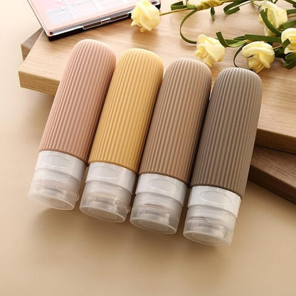 4 Pack Travel Bottles for Toiletries –3oz  Leak-Proof Silicone Bottles With Transparent Toiletry Bag