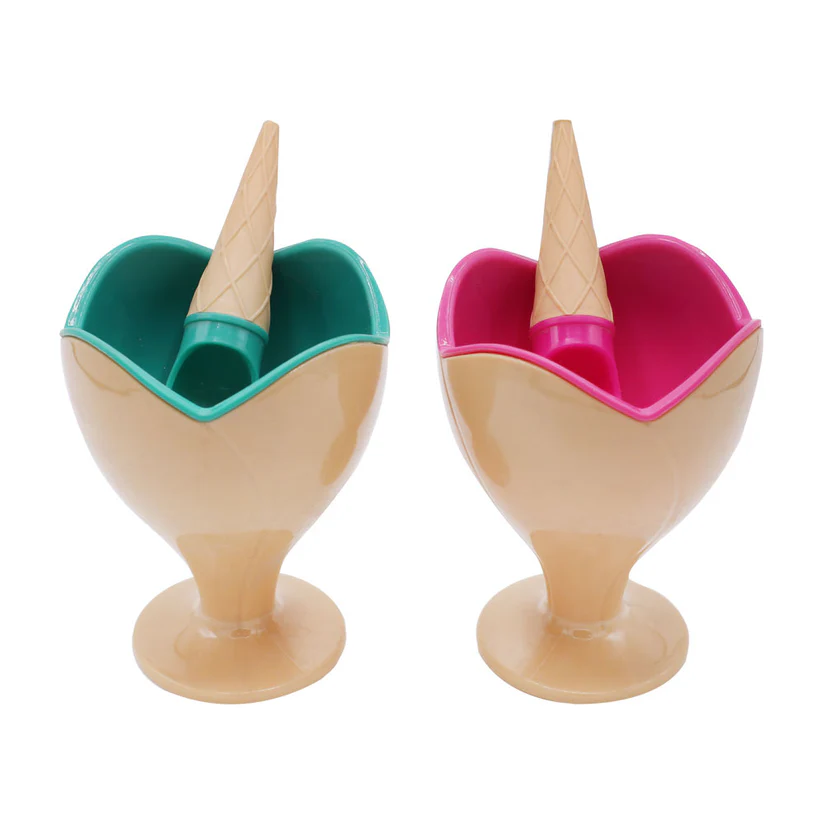 Heart-Shaped Ice Cream Bowl Set (Pack of 2) with Cone Spoon - My Store