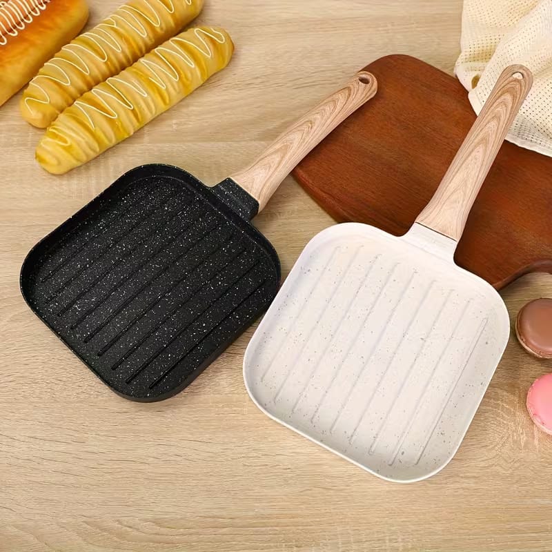 Premium Non-Stick Grill Frying Pan with Wooden Handle - My Store