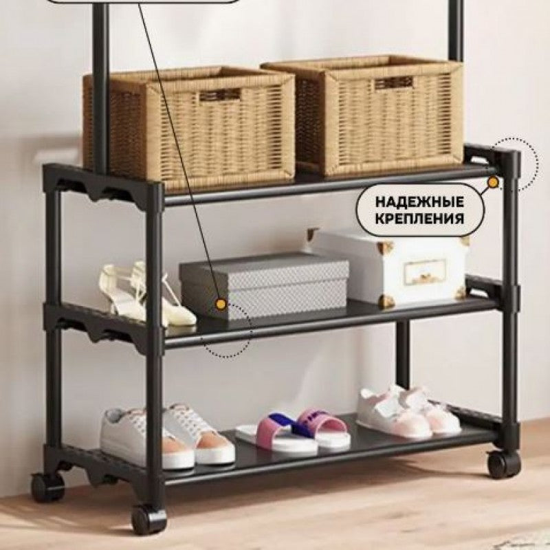 Rolling Multi-Functional Garment Rack with Shelves