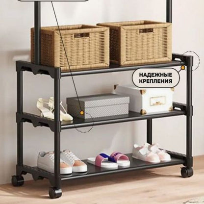 Rolling Multi-Functional Garment Rack with Shelves