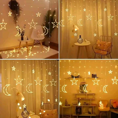 3.5m LED Moon & Star Curtain Fairy Lights