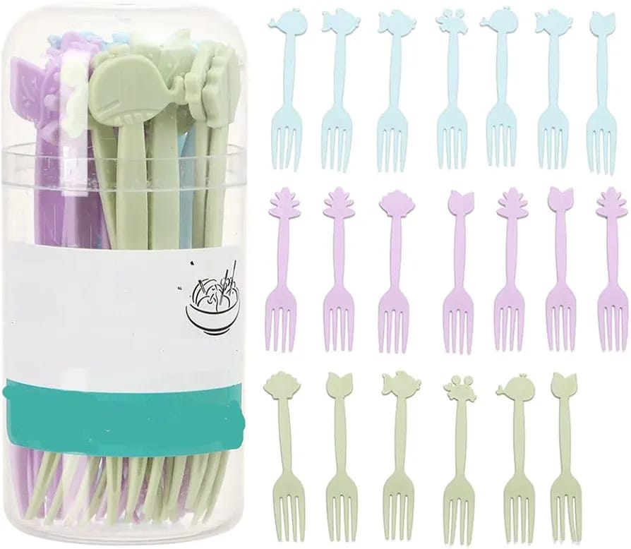 🍴 Cute Animal Head Reusable Fruit Forks (20+ Pcs Set)