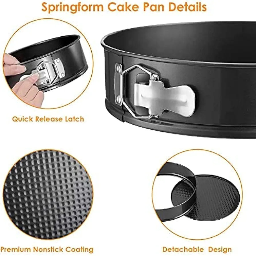 3-Piece Non-Stick Springform Cake Pan Set (Heart, Round & Square) - My Store