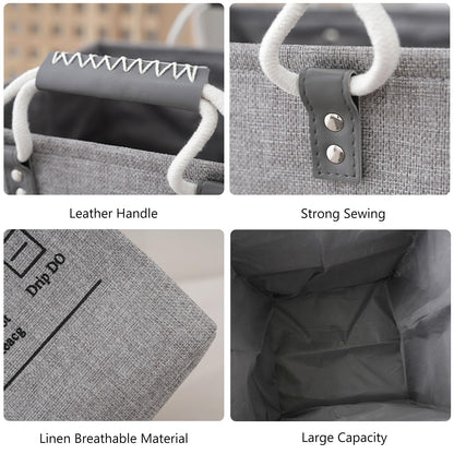 Collapsible Linen Laundry Hamper | Freestanding Clothes Storage Basket