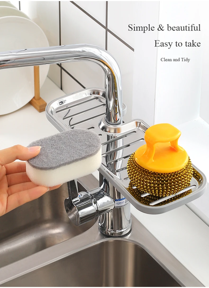 ECOCO Multi-Functional Faucet Drain Rack – Premium Stainless Steel Sink Organizer