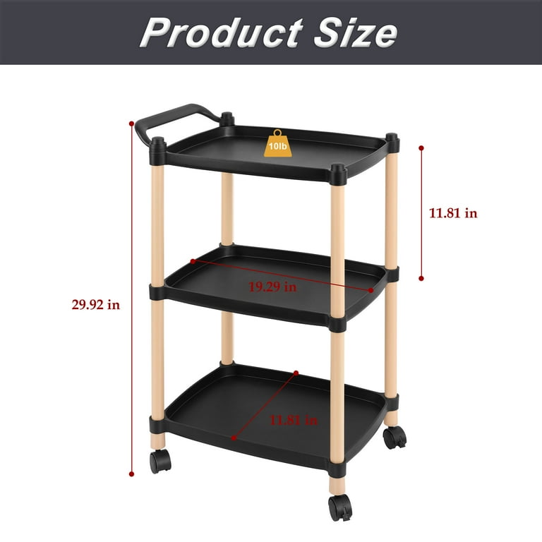 3-Tier Scandi-Style Rolling Utility Cart