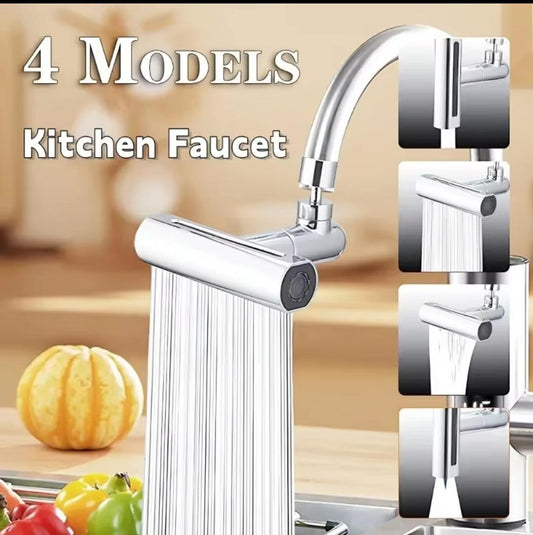 4-in-1 Waterfall Kitchen Faucet Extender – 360° Rotating Multi-Spray Tap Attachment