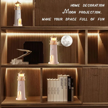 1pc LED Lighthouse Light & Moon Projector Night Lamp