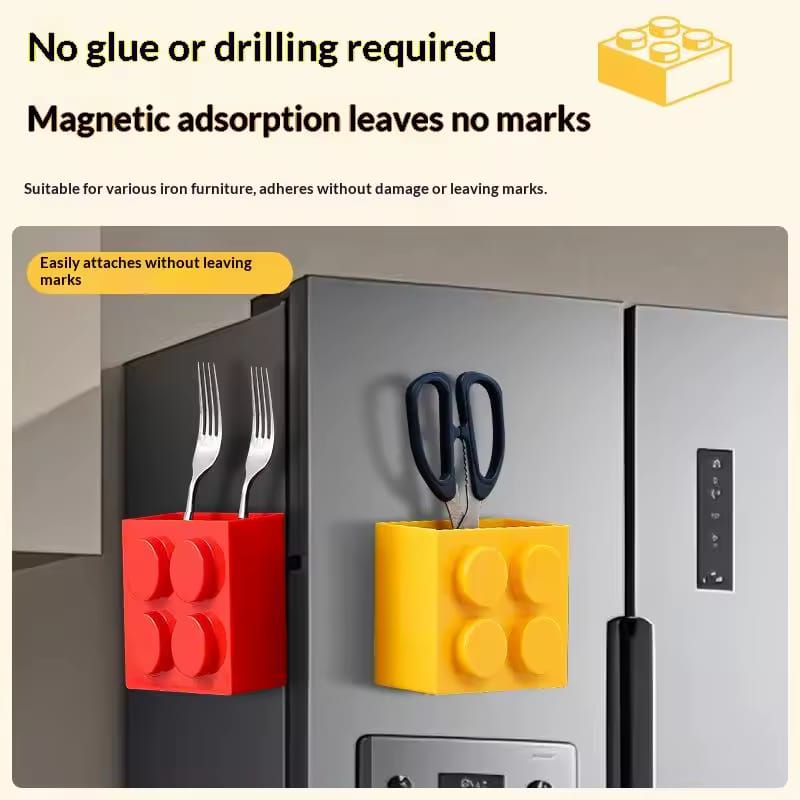 Building Block Magnetic Storage Pocket | Fridge & Metal Surface Organizer