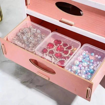 Mini Transparent Square Storage Box with Hinge Lid – Clear Multi-Purpose Organizer pack of 10