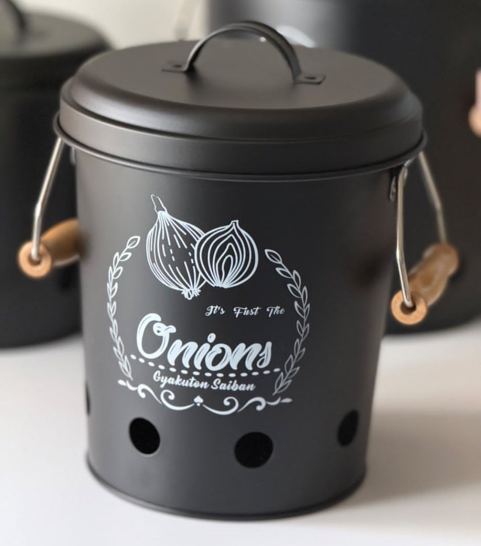 3-Piece Air-Ventilated Metal Canister Set for Potatoes, Onions & Garlic