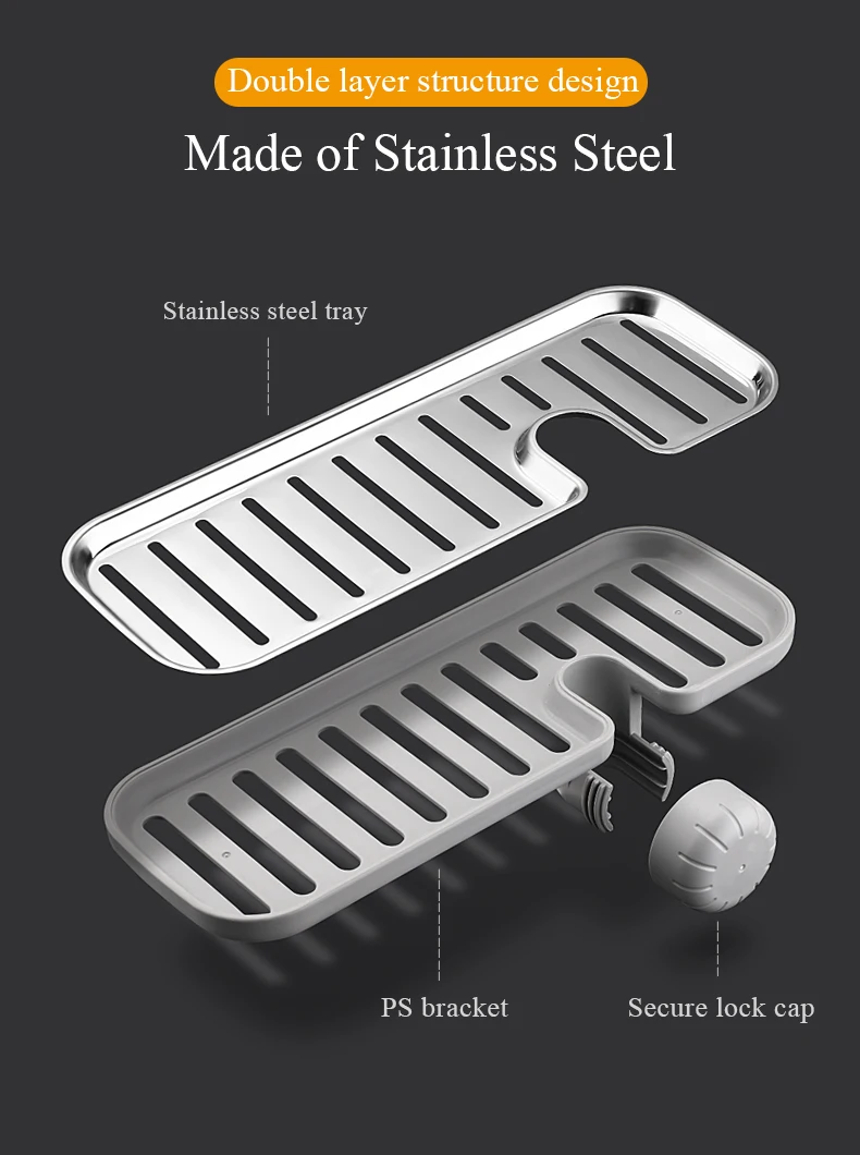 ECOCO Multi-Functional Faucet Drain Rack – Premium Stainless Steel Sink Organizer