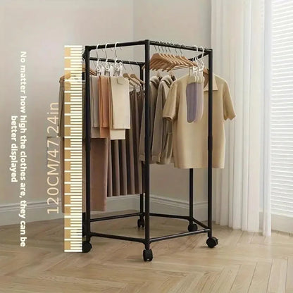 Hexagonal 360° Rotating Clothes Rack with Wheels