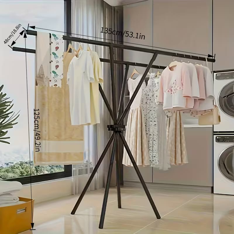 Foldable Double-Rod Metal Clothes Drying Rack