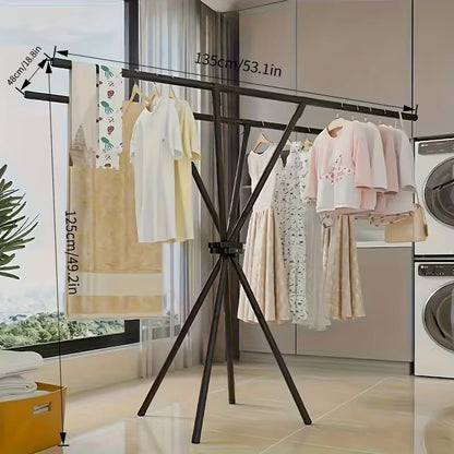 Foldable Double-Rod Metal Clothes Drying Rack