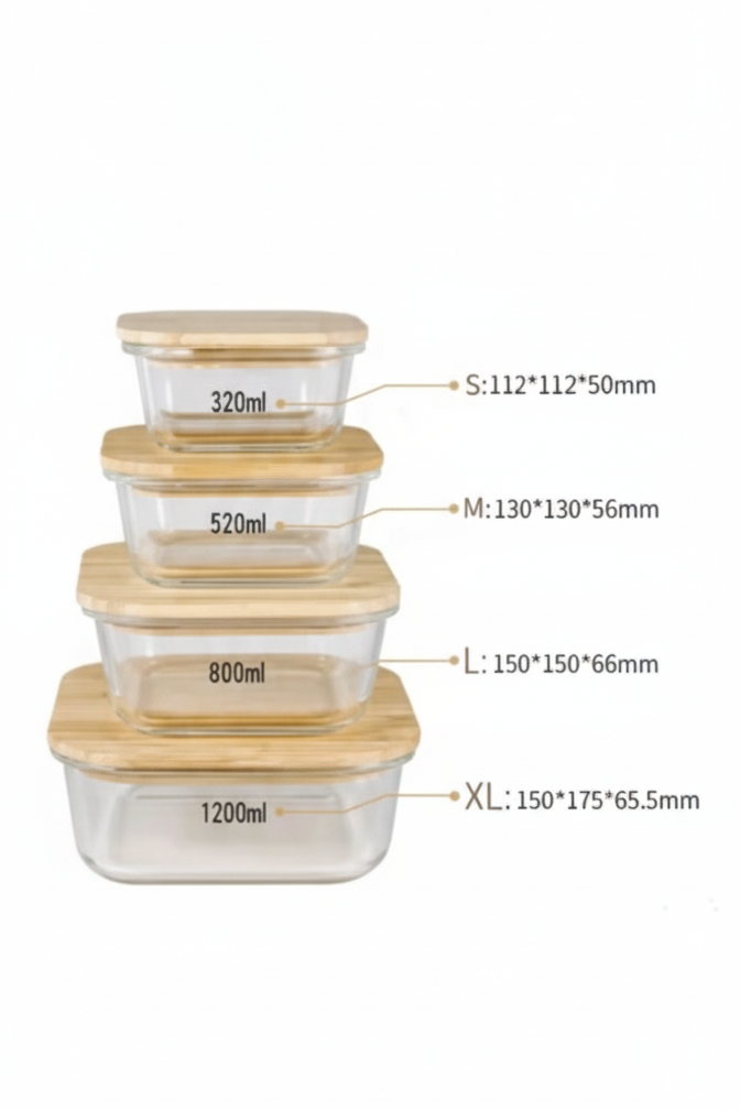 The Modern Pantry: 4-Piece Borosilicate Glass Storage Set with Bamboo Lids