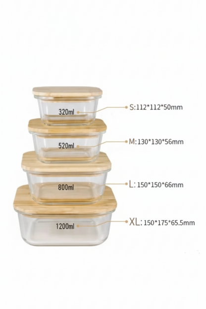 The Modern Pantry: 4-Piece Borosilicate Glass Storage Set with Bamboo Lids