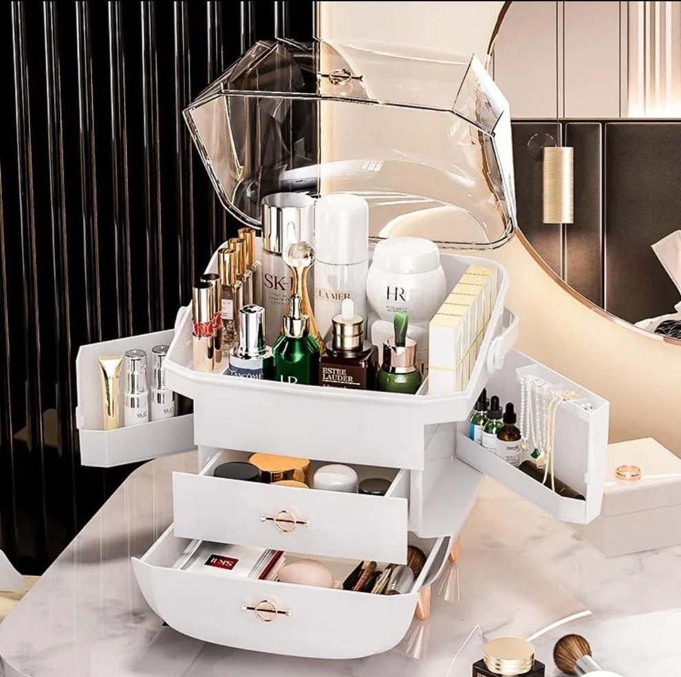 Vanity Cosmetics Storage Box – Dust-Proof Makeup Organizer