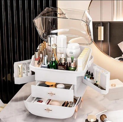 Vanity Cosmetics Storage Box – Dust-Proof Makeup Organizer