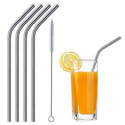 5 Pcs Stainless Steel Straw Set (Golden & Silver) - My Store