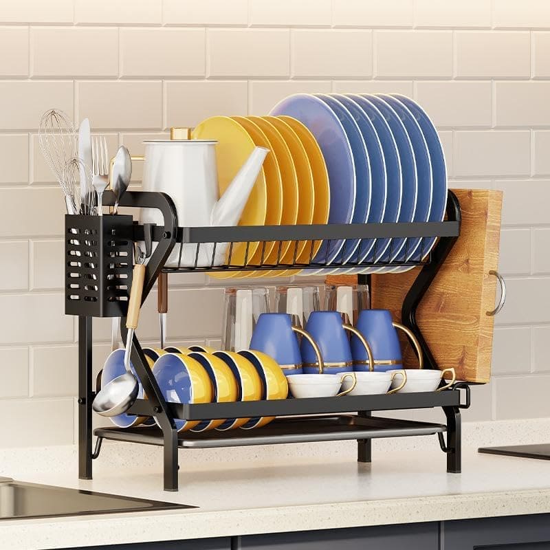 Premium 2-Tier Dish Drying Rack with Utensil Holder & Cutting Board Slot - My Store