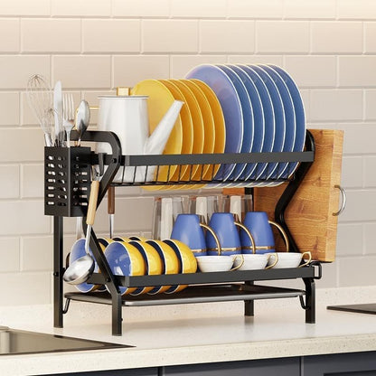 Premium 2-Tier Dish Drying Rack with Utensil Holder & Cutting Board Slot - My Store
