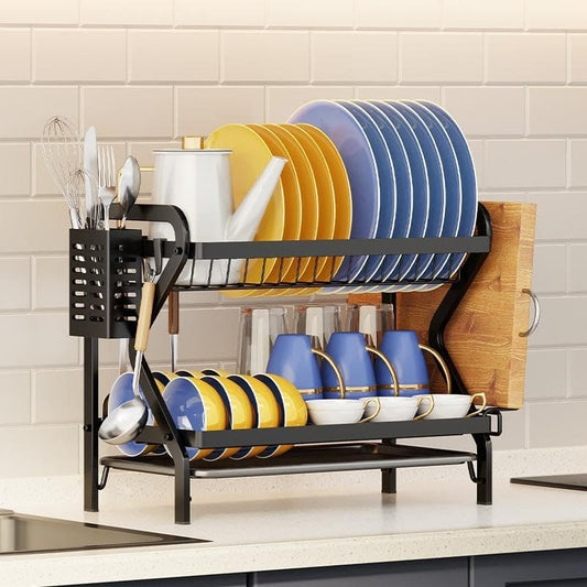 Premium 2-Tier Dish Drying Rack with Utensil Holder & Cutting Board Slot - My Store
