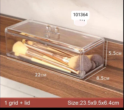 Clear Acrylic Makeup Brush Organizer with Lid