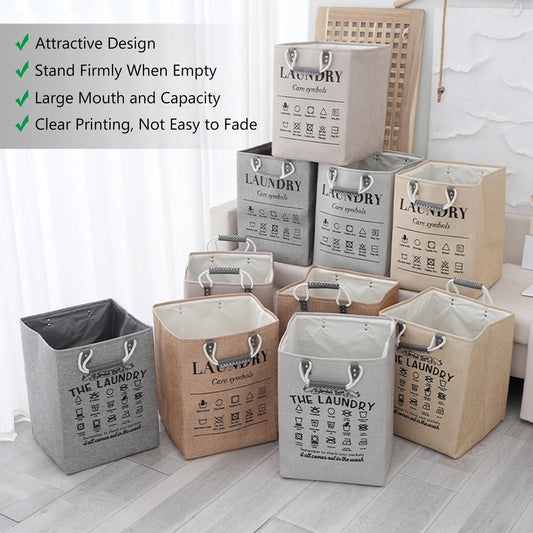 Collapsible Linen Laundry Hamper | Freestanding Clothes Storage Basket