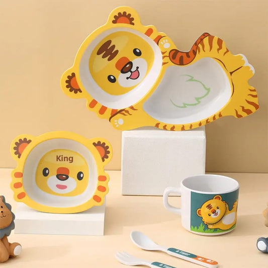 Cartoon Tiger Kids Dinnerware Set – 5 Pcs - My Store