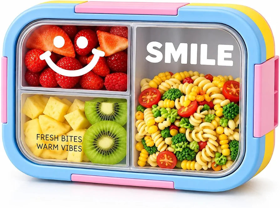 Multi-Compartment Leak-Proof Bento Lunch Box with Folding Utensil