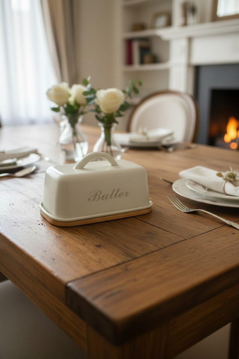 Butter Dish with Bamboo Base - My Store