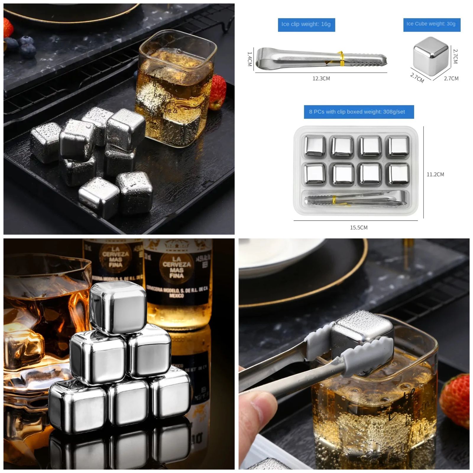 Reusable Stainless Steel Ice Cubes (Set of 8) - My Store