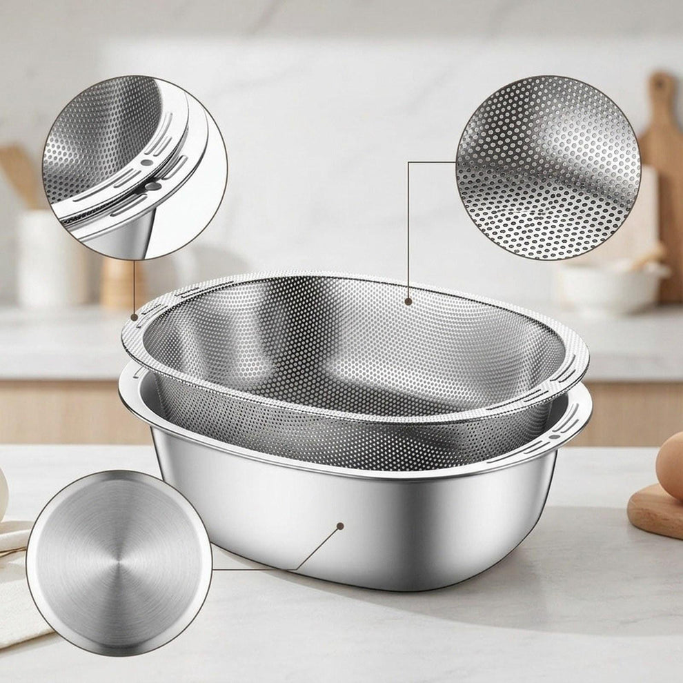 Multi-Function Stainless Steel Colander & Basin Set