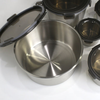 4 pcs Airtight Stainless Steel Food Container & Storage Bowl Set with Lock Lids